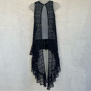 ALEXIS Sweater Cardigan Women XS Crotchet Open Knit Boho Festival Victorian